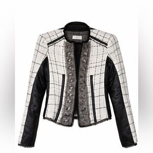 Pinko Black and White Blazer with Textured Details
